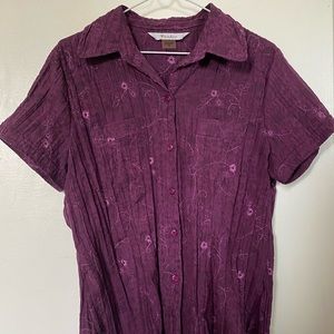 TANJAY Purple Flower Pattern Women’s Blouse
